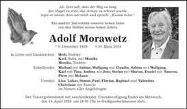 Traueranzeige Adolf Morawetz