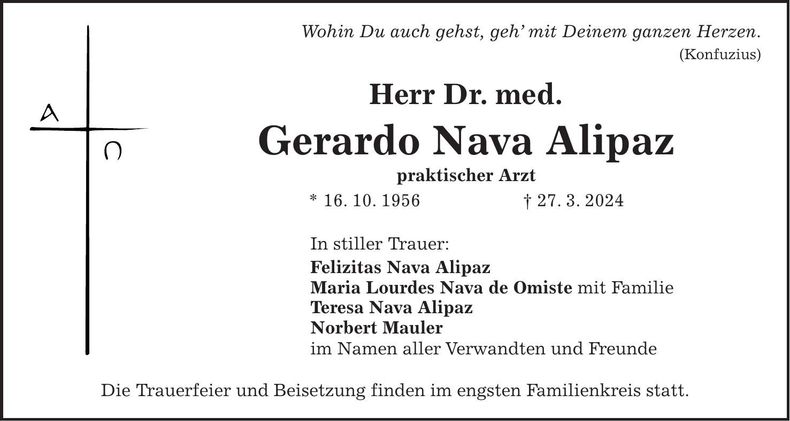 Traueranzeige Gerardo Dr. med. Nava Alipaz