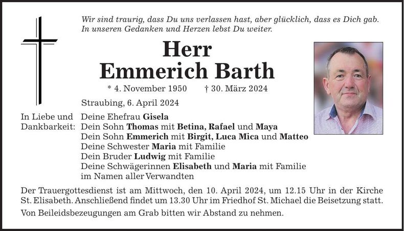 Traueranzeige Emmerich Barth
