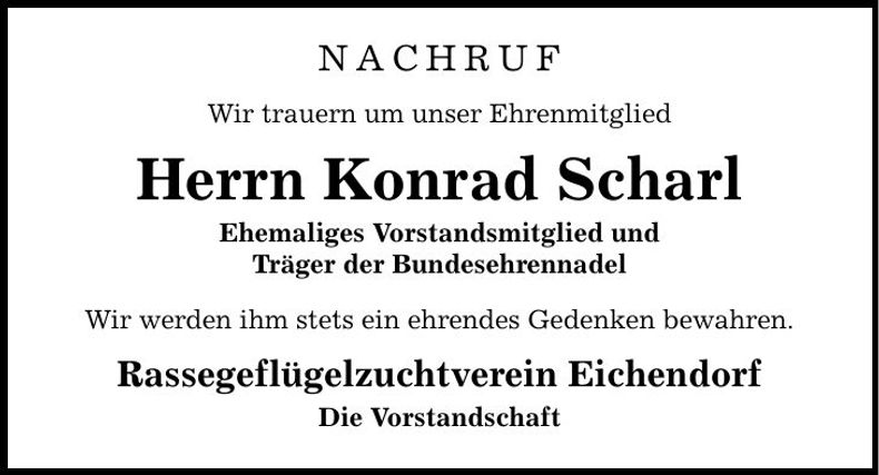 Traueranzeige Konrad Scharl