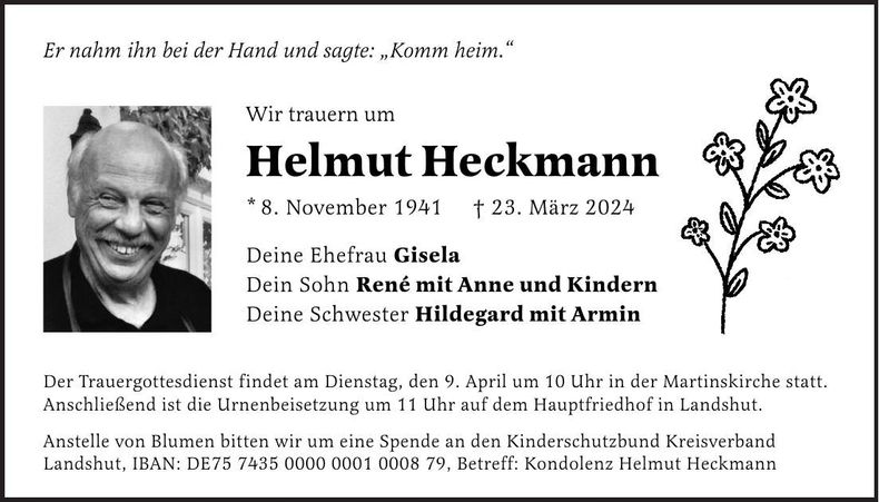 Traueranzeige Helmut Heckmann