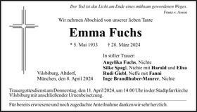 Traueranzeige Emma Fuchs