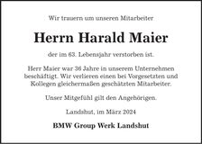 Traueranzeige Harald Maier