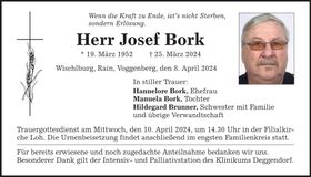 Traueranzeige Josef Bork