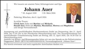 Traueranzeige Johann Auer