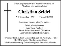 Traueranzeige Christian Seidel