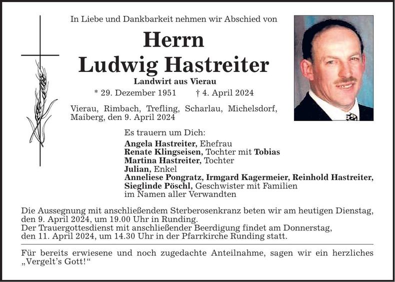 Traueranzeige Ludwig Hatreiter