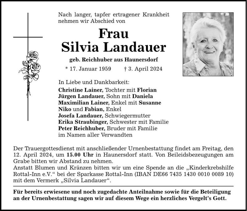 Traueranzeige Silvia Landauer