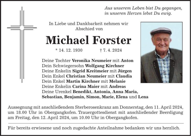 Traueranzeige Michael Forster