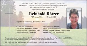 Traueranzeige Reinhold Rötzer