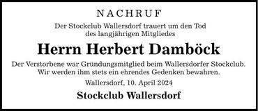Traueranzeige Herbert Damböck