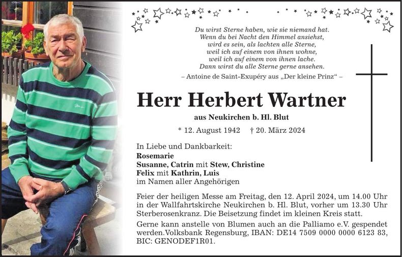 Traueranzeige Herbert Wartner