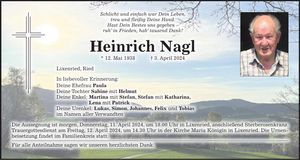 Traueranzeige Heinrich Nagl