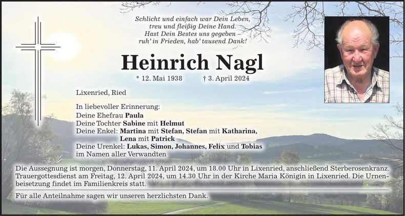 Traueranzeige Heinrich Nagl
