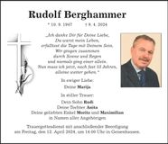 Traueranzeige Rudolf Berghammer