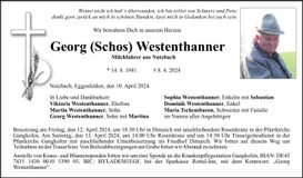 Traueranzeige Georg Westenthanner