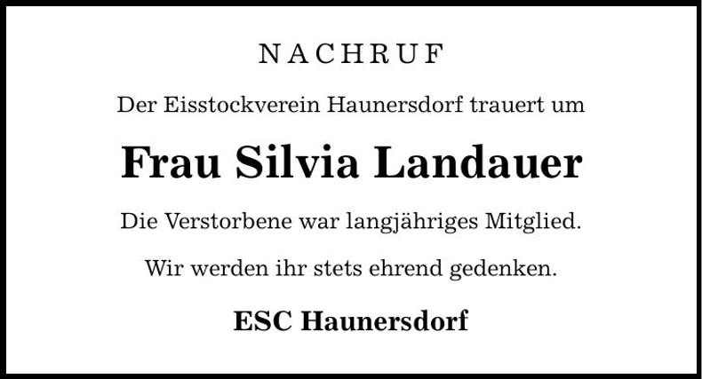 Traueranzeige Silvia Landauer