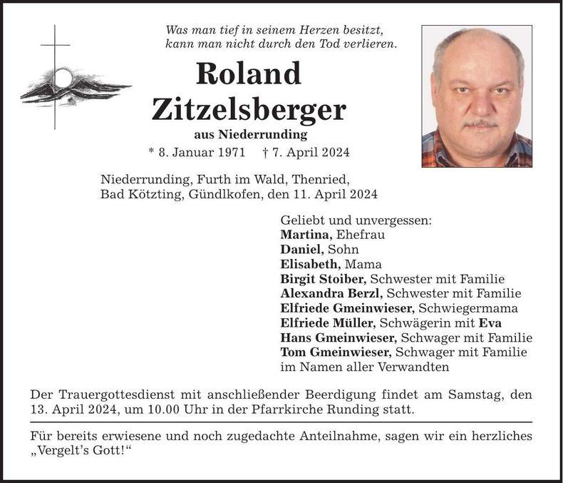 Traueranzeige Roland Zitzelsberger