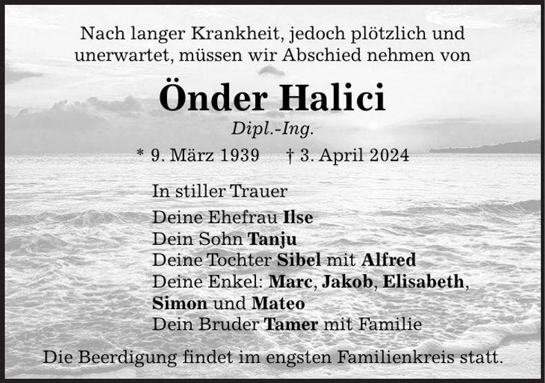 Traueranzeige Önder Halici