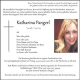 Traueranzeige Katharina Pangerl