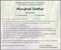 Traueranzeige Manfred Sattler