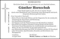 Traueranzeige Günther Hornschuh