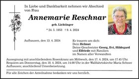 Traueranzeige Annemarie Reschnar