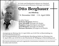 Traueranzeige Otto Bergbauer