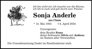 Traueranzeige Sonja Anderle