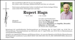 Traueranzeige Rupert Hagn
