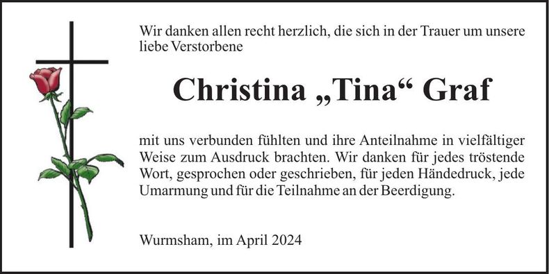 Traueranzeige Christina Graf