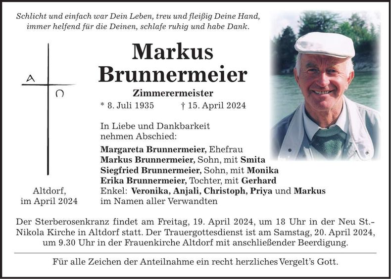 Traueranzeige Markus Brunnermeier