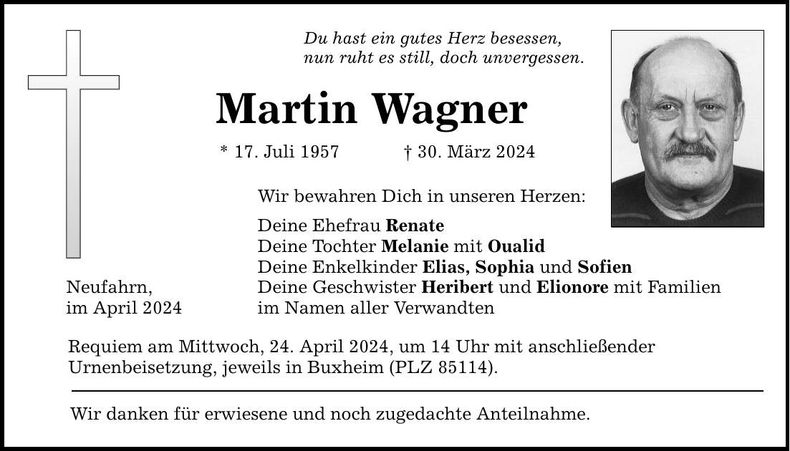 Traueranzeige Martin Wagner