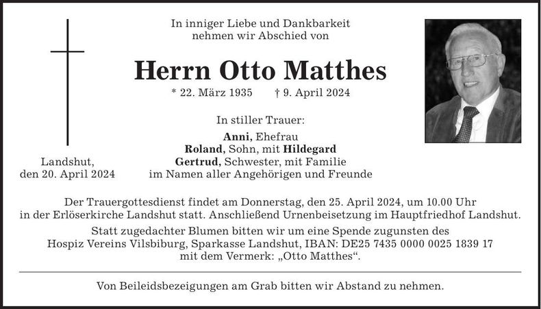 Traueranzeige Otto Matthes