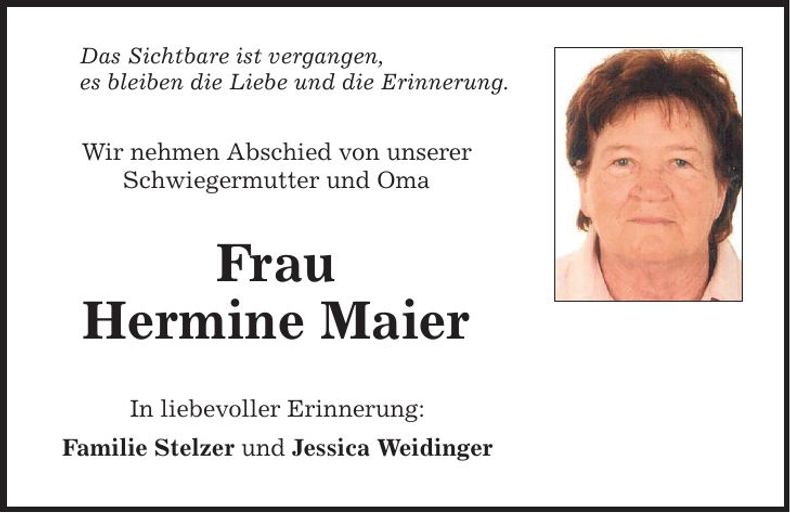 Traueranzeige Hermine Maier