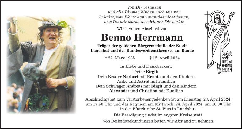 Traueranzeige Benno Herrmann