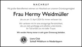Traueranzeige Hermy Weidmüller