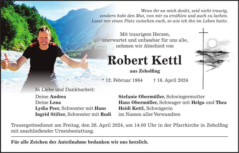 Traueranzeige Robert Kettl