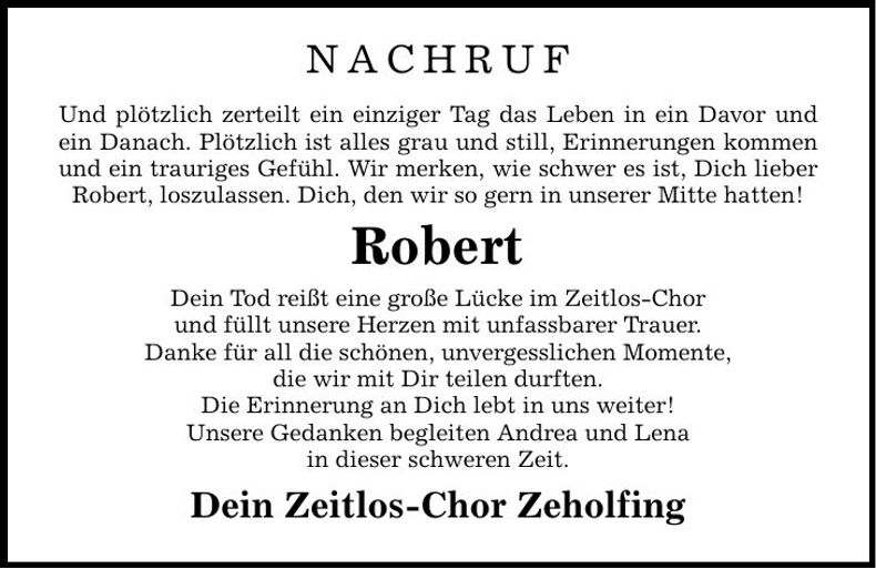 Traueranzeige Robert Kettl