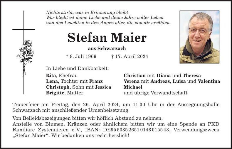 Traueranzeige Stefan Maier
