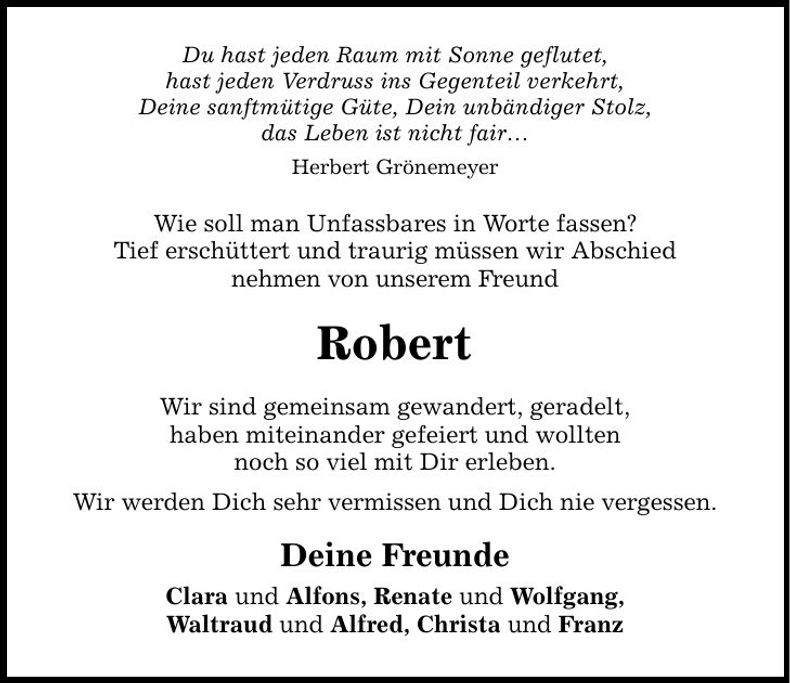 Traueranzeige Robert Kettl