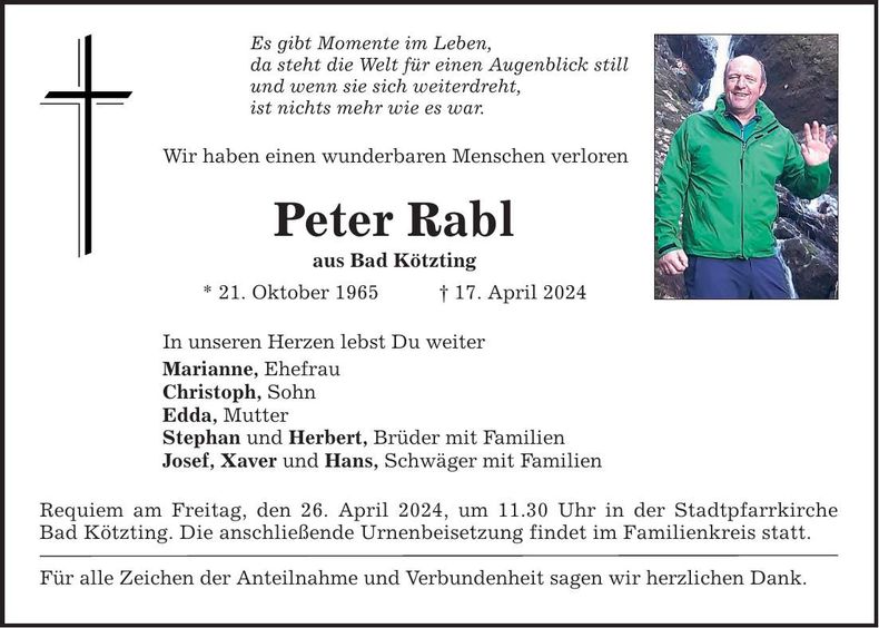 Traueranzeige Peter Rabl