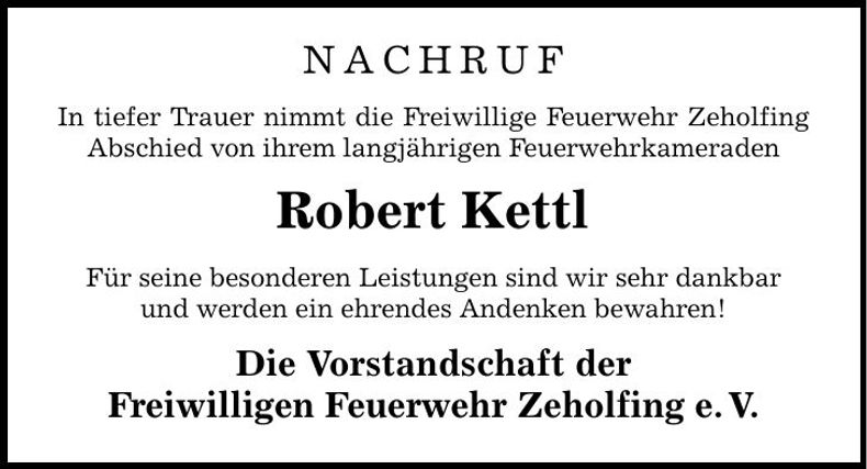 Traueranzeige Robert Kettl