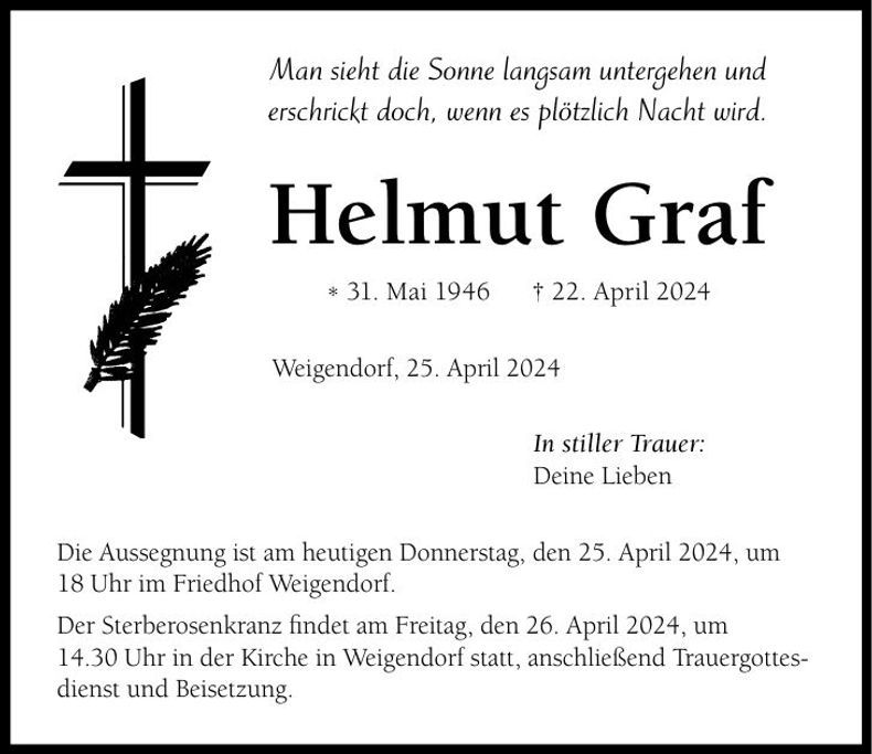 Traueranzeige Helmut Graf