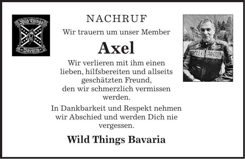 Traueranzeige Axel Wirsing