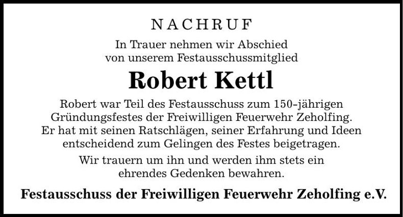 Traueranzeige Robert Kettl