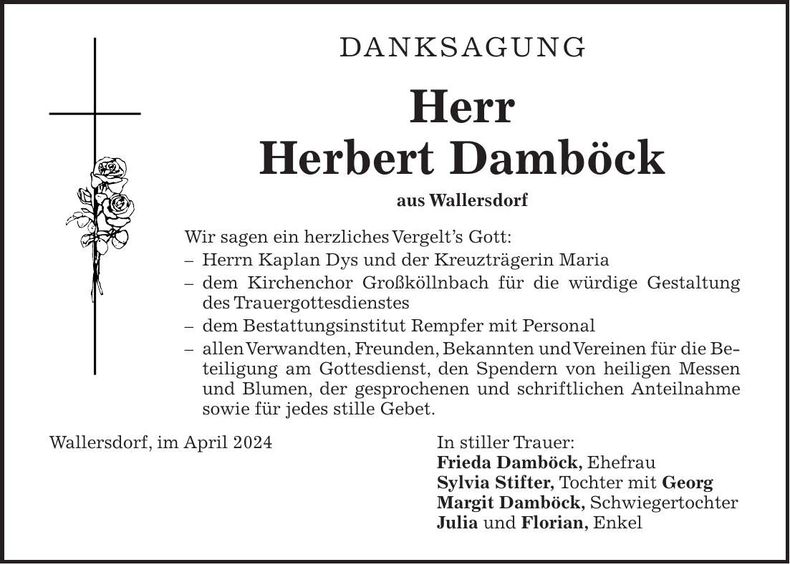Traueranzeige Herbert Damböck