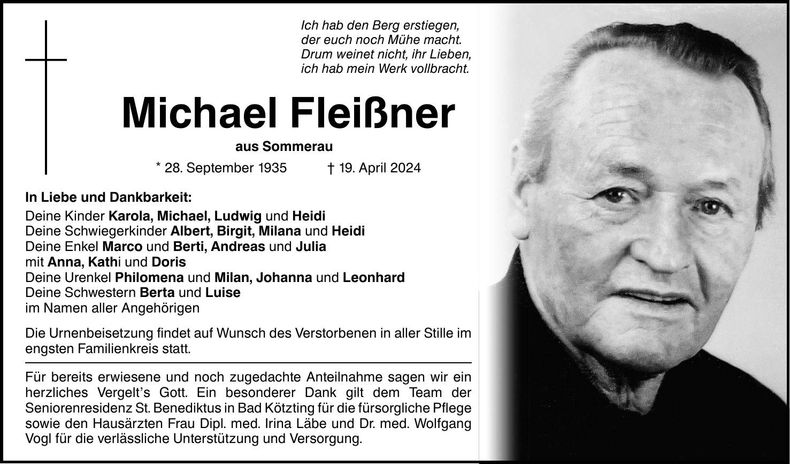 Traueranzeige Michael Fleißner