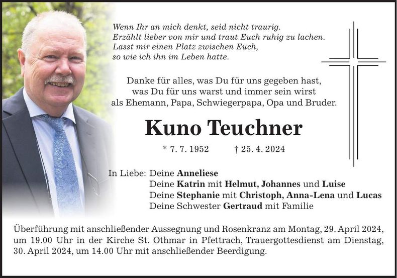 Traueranzeige Kuno Teuchner