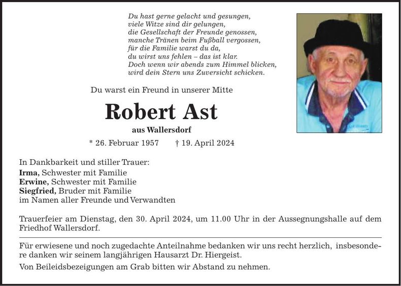 Traueranzeige Robert Ast